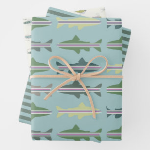 Fly Fishing Rainbow Trout Gift Wrap Set