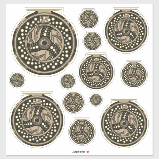 Fly Fishing Reel Art Fisherman Fisherwoman Sticker (Sheet)
