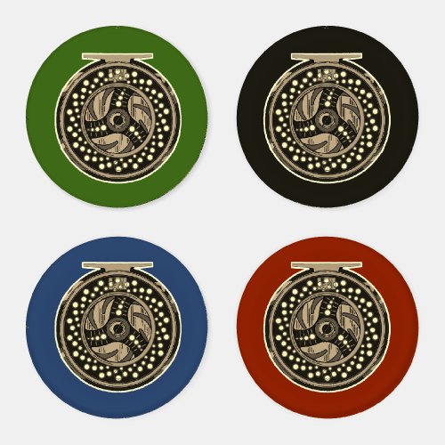 Fly Fishing Reel Coasters _ Home Office Lodge