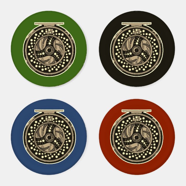 Fly Fishing Reel Coasters - Home, Office, Lodge (Set)