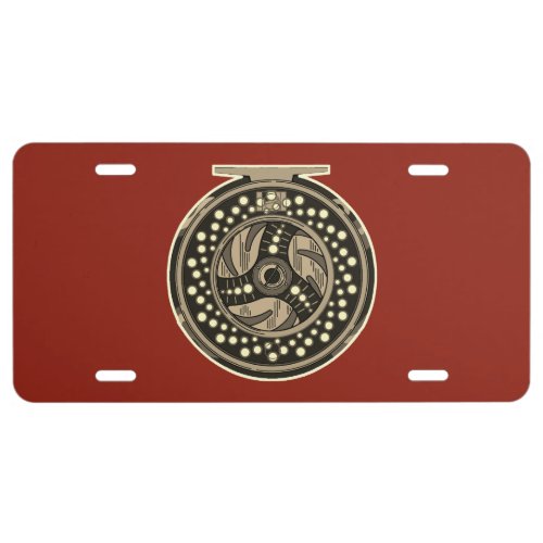 Fly Fishing Reel for Anglers Truck Car Red License Plate