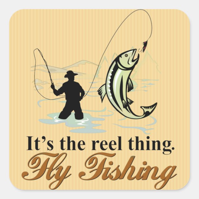 Fly Fishing Reel Thing Square Sticker (Front)