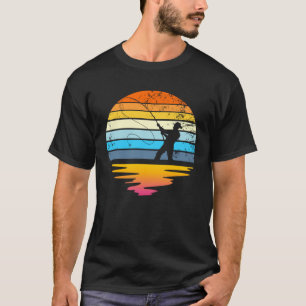 Fly Fishing Retro Sunset Angler Fisherman Fly Fis T-Shirt