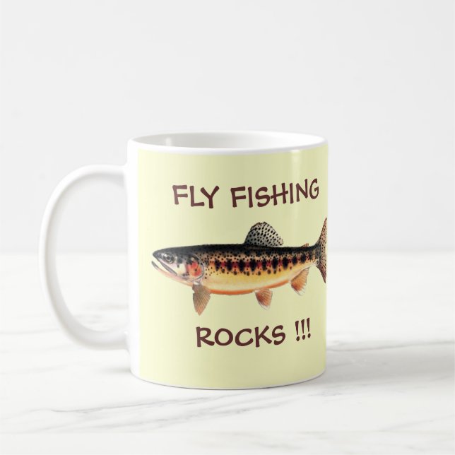 FLY FISHING ROCKS COFFEE MUG (Left)