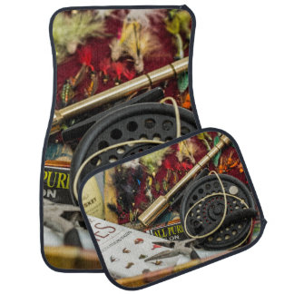 Fly Fishing Rod and Reel With Flies Car Floor Mat