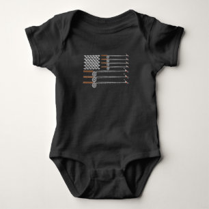 Fly Fishing Rod US American Flag Art Baby Bodysuit