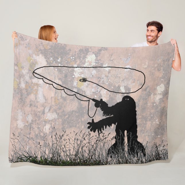 Fly Fishing Sasquatch, Talking Canyons, New Mexico Fleece Blanket (In Situ)