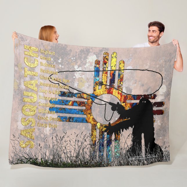 Fly Fishing Sasquatch, Talking Canyons, New Mexico Fleece Blanket (In Situ)