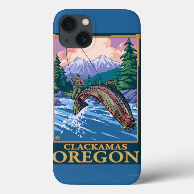 Fly Fishing Scene - Clackamas, Oregon Case-Mate iPhone Case (Back)