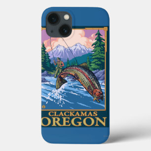 Fly Fishing Scene - Clackamas, Oregon iPhone 13 Case