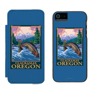 Fly Fishing Scene - Clackamas, Oregon Wallet Case For iPhone SE/5/5s