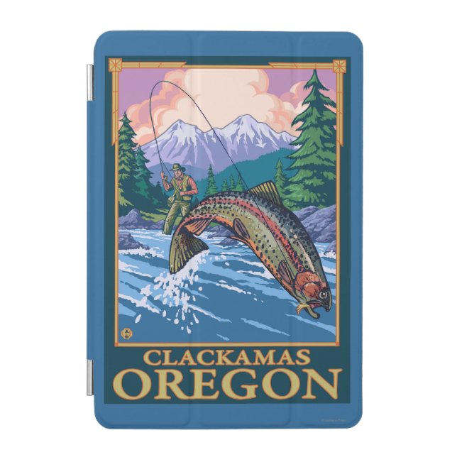 Fly Fishing Scene - Clackamas, Oregon iPad Mini Cover (Front)