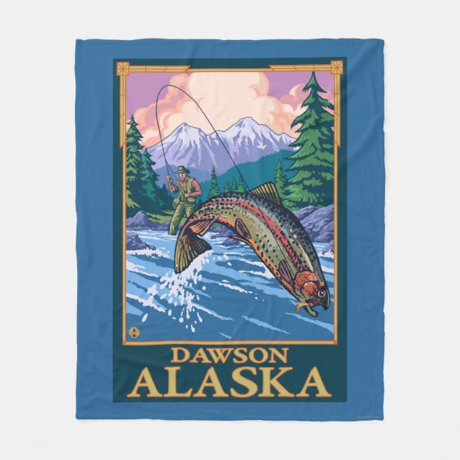 Fly Fishing Scene - Dawson, Alaska Fleece Blanket (Front)