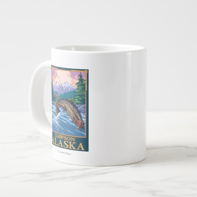 Fly Fishing Scene - Dawson, Alaska Large Coffee Mug (Front Left)