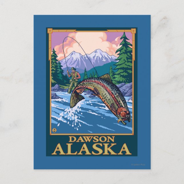 Fly Fishing Scene - Dawson, Alaska Postcard (Front)