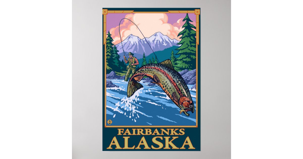 Fly Fishing Scene Fairbanks, Alaska Poster Zazzle