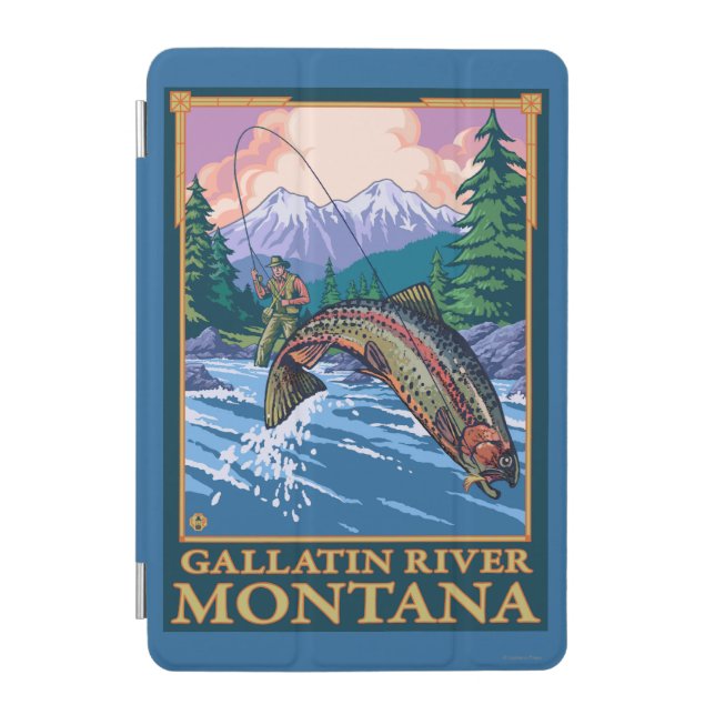 Fly Fishing Scene - Gallatin River, Montana iPad Mini Cover (Front)