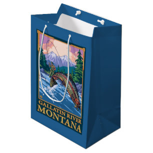Fly Fishing Scene - Gallatin River, Montana Medium Gift Bag
