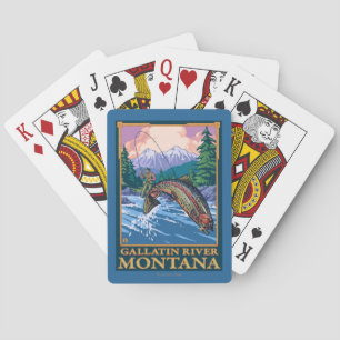 Fly Fishing Scene - Gallatin River, Montana Poker Cards