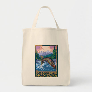 Fly Fishing Scene - Gallatin River, Montana Tote Bag