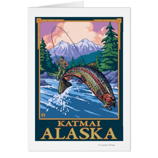 Fly Fishing Scene - Katmai, Alaska Cards (Front)