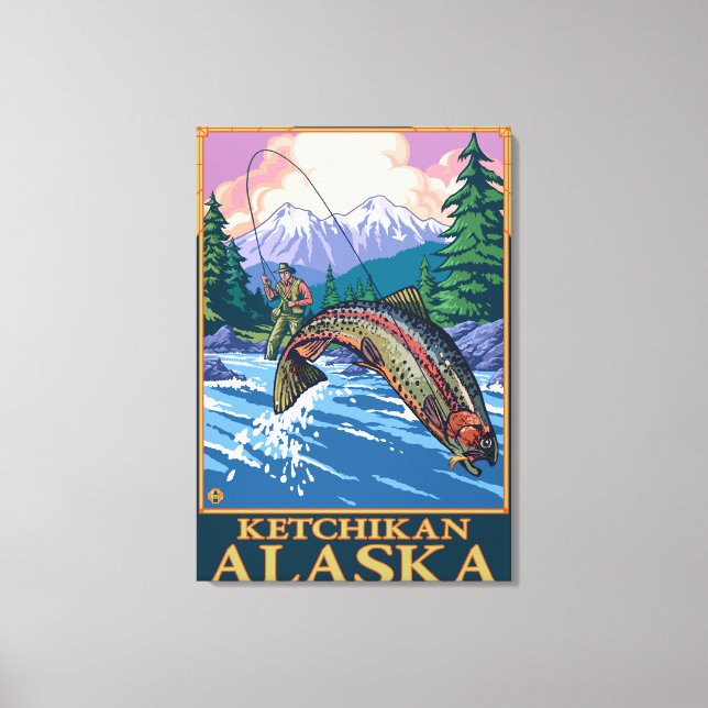 Fly Fishing Scene - Ketchikan, Alaska Canvas Print (Front)