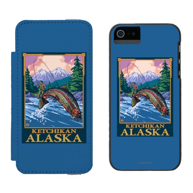 Fly Fishing Scene - Ketchikan, Alaska Incipio iPhone Wallet Case (Side by Side)