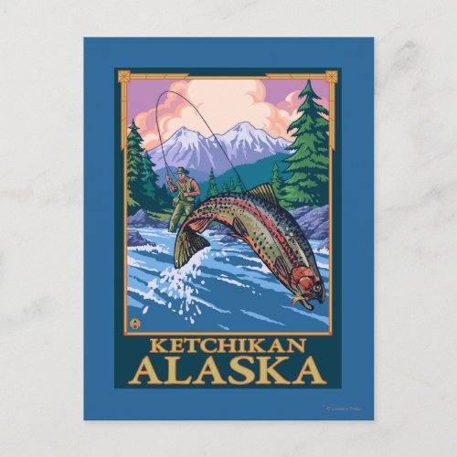 Fly Fishing Scene _ Ketchikan Alaska Postcard