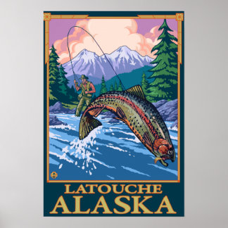Fly Fishing Scene - Latouche, Alaska Poster