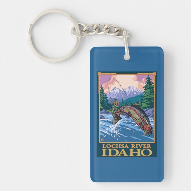Fly Fishing Scene - Lochsa River, Idaho Keychain (Front)