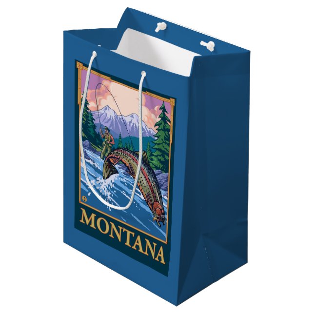 Fly Fishing Scene - Montana Medium Gift Bag (Front Angled)