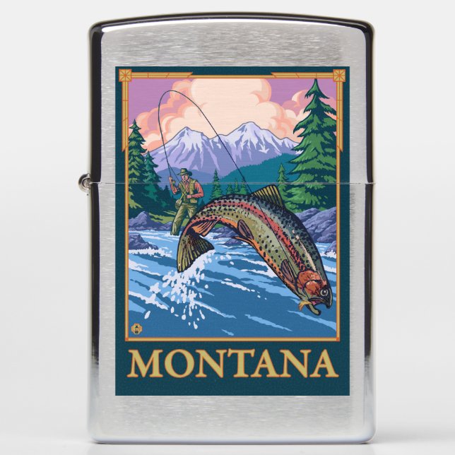 Fly Fishing Scene - Montana Zippo Lighter (Front)
