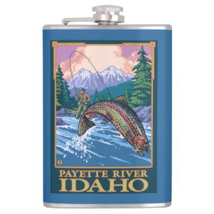 Fly Fishing Scene - Payette River, Idaho Flask