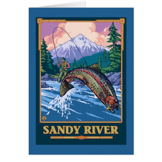 Fly Fishing Scene - Sandy River, Oregon Cards (Front)