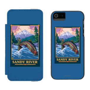 Fly Fishing Scene - Sandy River, Oregon Wallet Case For iPhone SE/5/5s
