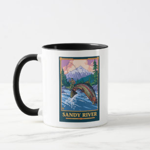 Fly Fishing Scene - Sandy River, Oregon Mug