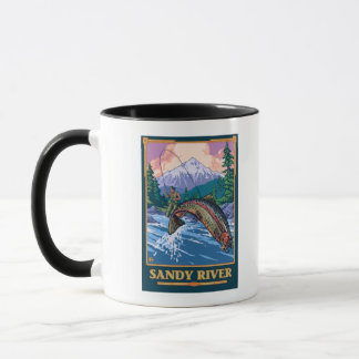 Fly Fishing Scene - Sandy River, Oregon Mug