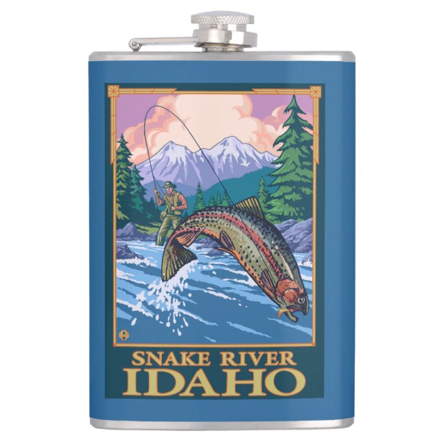 Fly Fishing Scene - Snake River, Idaho Flask (Front)