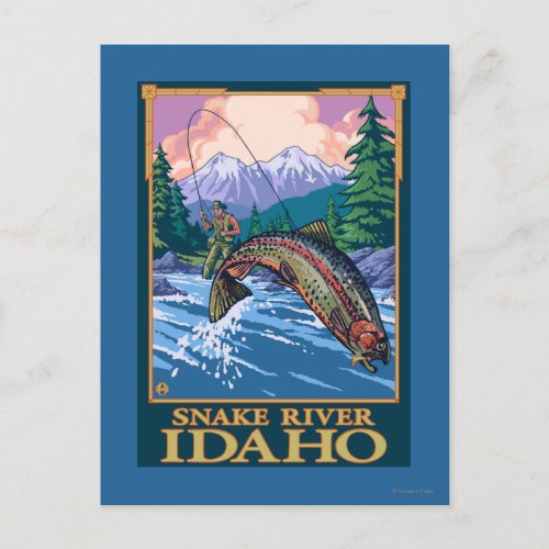 Fly Fishing Scene _ Snake River Idaho Postcard