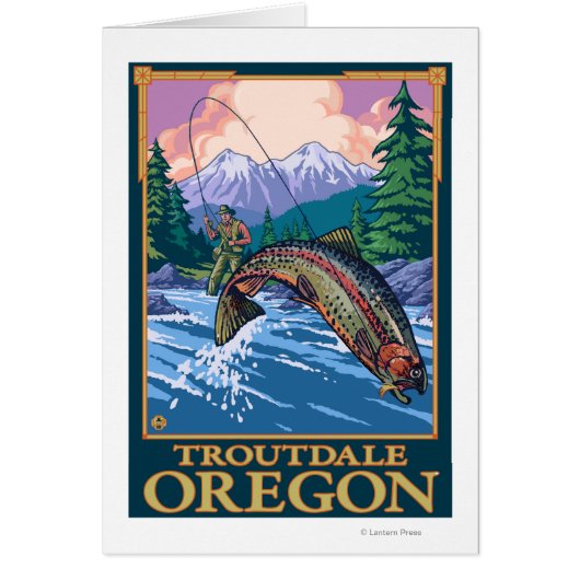 Fly Fishing Scene - Troutdale, Oregon Cards (Front)