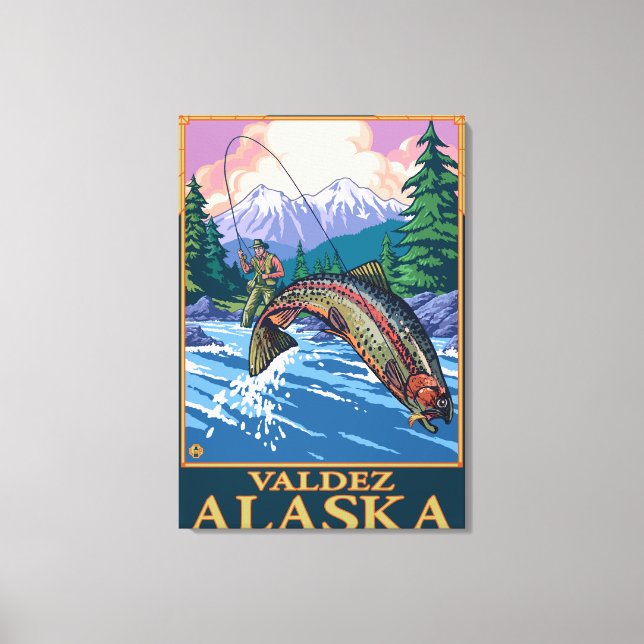 Fly Fishing Scene - Valdez, Alaska Canvas Print (Front)