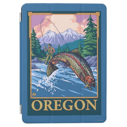 Fly Fishing Scene_ Vintage Travel Poster iPad Air Cover