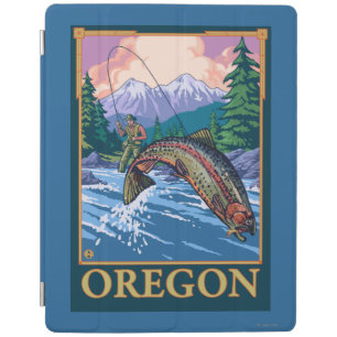 Fly Fishing Scene- Vintage Travel Poster iPad Smart Cover