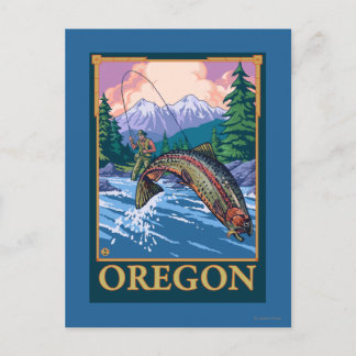 Fly Fishing Scene- Vintage Travel Poster Postcard