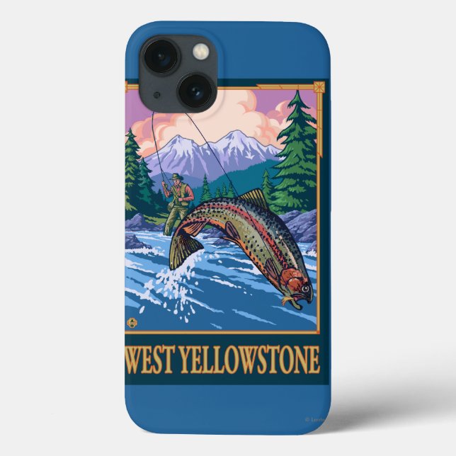 Fly Fishing Scene - West Yellowstone Case-Mate iPhone Case (Back)