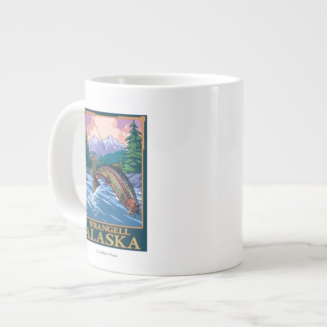 Fly Fishing Scene - Wrangell, Alaska Giant Coffee Mug (Front Left)