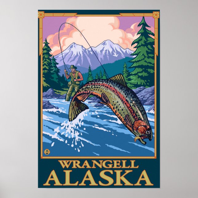 Fly Fishing Scene - Wrangell, Alaska Poster (Front)
