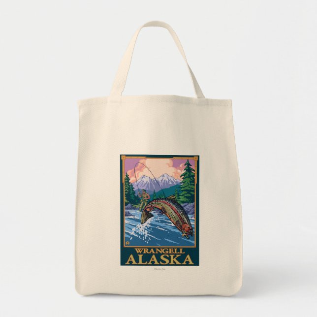 Fly Fishing Scene - Wrangell, Alaska Tote Bag (Front)