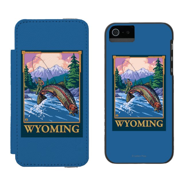 Fly Fishing Scene - Wyoming Incipio iPhone Wallet Case (Side by Side)