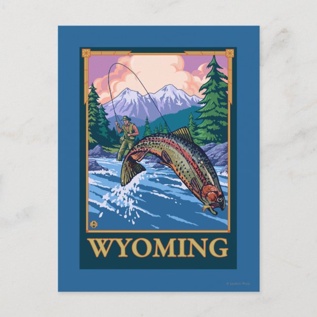 Fly Fishing Scene - Wyoming Postcard (Front)